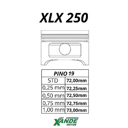 PISTAO KIT XLX 250  KMP/ RIK 0,25