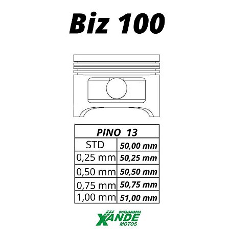 PISTAO KIT BIZ 100 / DREAM / SUNDOWN WEB KMP/ RIK 0,75