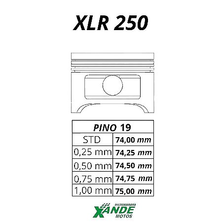 PISTAO KIT XLR 250 RIK 0,75
