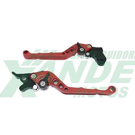 MANETE COM REGULAGEM PAR BROS 150-160 ESD/NX 400/XR 250/XRE 300-190 VERMELHO ILL