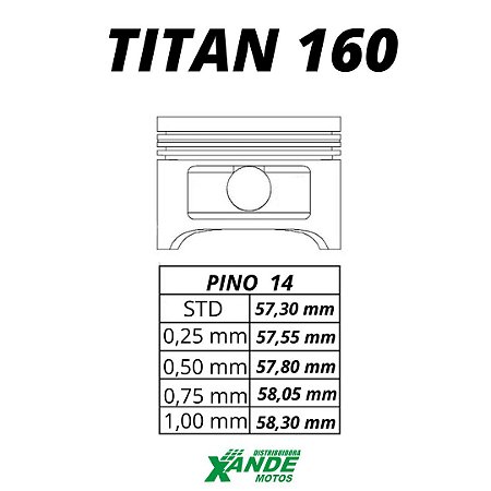 PISTAO KIT TITAN 160 / FAN 160 / BROS 160 KMP 1,50