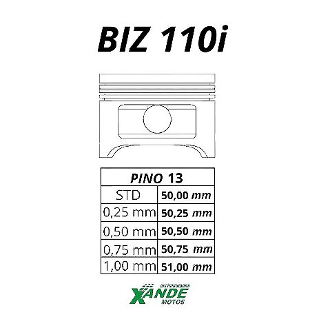PISTAO KIT BIZ 110I / POP 110I VINI 0,25