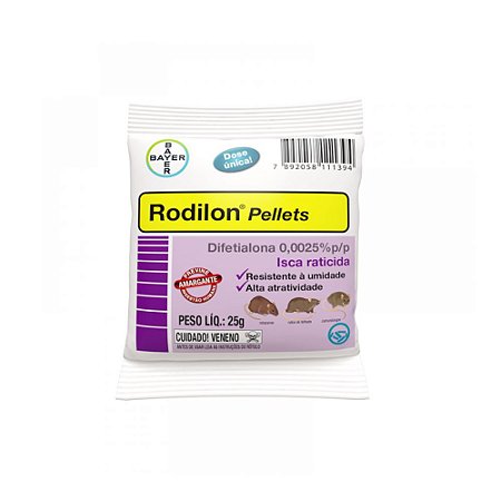 Isca Raticida Rodilon Pellets 25g - Mata Ratos eficaz -BAYER