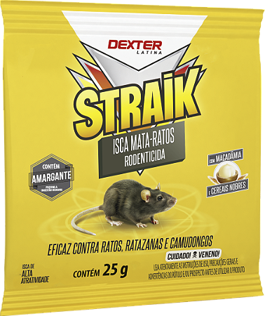 Straik Isca Granulada 25g Raticida Cada Pacote Contra Camundongo Ratazana Rato