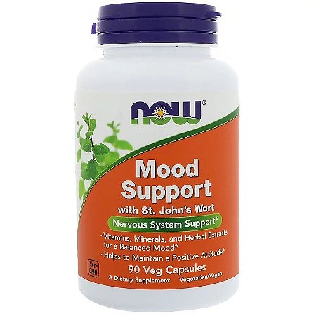 Mood Support Auxílio Para Ansiedade e Depressão Alta Potência Now Foods Importado 90 cápsulas