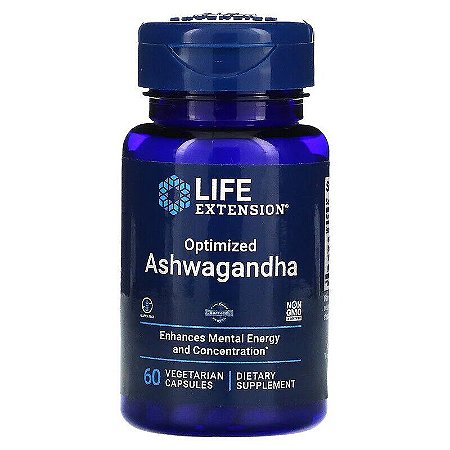 Ashwagandha (Ginseng Indiano) Sensoril Extra Concentrada Life Extension Estresse Ansiedade e Desempenho Sexual 60 Cápsulas
