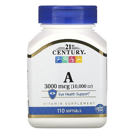 Vitamina A Retinol 3.000 mcg 10.000ui 21st Century Visão Gravidez Gestantes Original Importada 110 Softgels