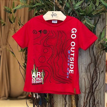 Camiseta Manga Curta Fakini Infantil Masc  Arizona Vermelho