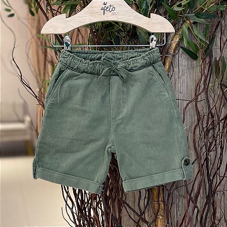Bermuda Oliver Infantil Masc  Sarja Alfaiataria Verde