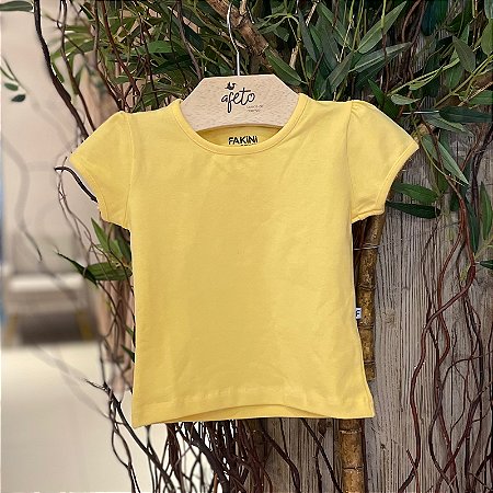 Blusa Manga Curta Fakini Infantil Fem Basica Amarelo