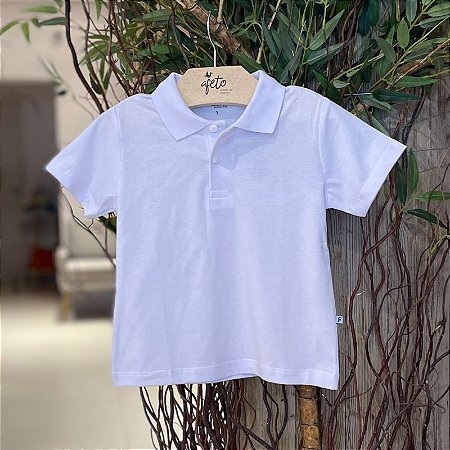 Camiseta Manga Curta Fakini Infantil Masc  Polo Basica Branco