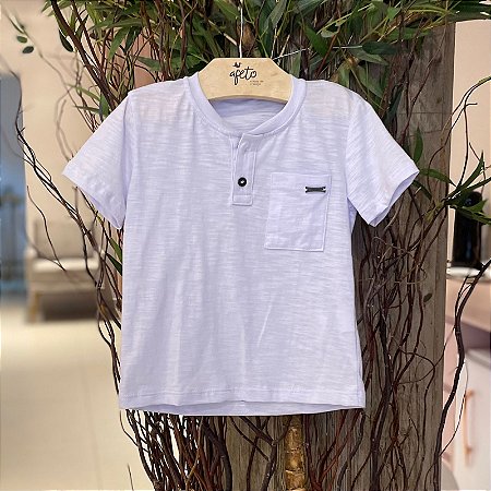 Camiseta Manga Curta Oliver Infantil Masc  Flame C/ Bolsinho Branco