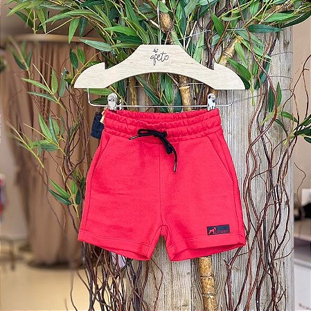 Bermuda Oliver Infantil Masc  Moletinho Lisa Vermelho