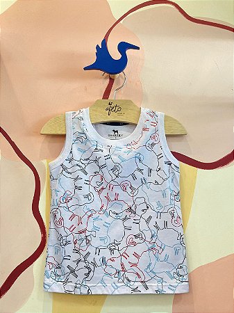Camiseta Regata Charpey Infantil Masc  Cachorros Branco