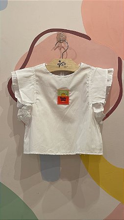 Blusa Manga Curta Charpey Infantil Fem Paradise Tricoline Branco