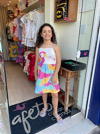 Vestido Regata Kukie Infantil Fem Arara Off White/Pink