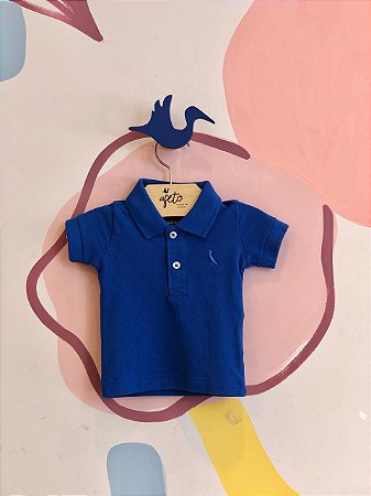 Camiseta Manga Curta Reserva Infantil Masc Polo Piquet Azul Bic