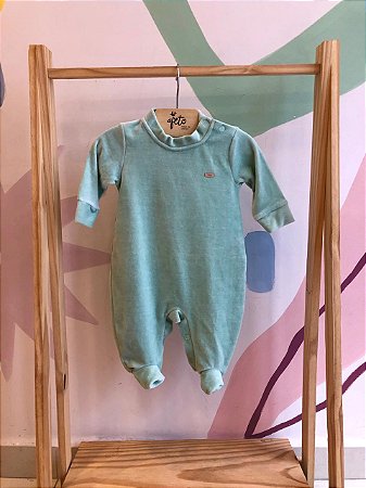 Macacao Manga Longa Hug Infantil Unissex Plush Liso Verde