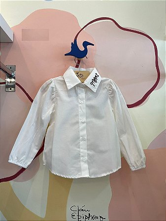 Camisa manga longa menina Momi Tricoline Branco