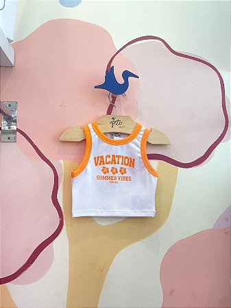Blusa Regata Menina You+Me Vacation Branco Laranja