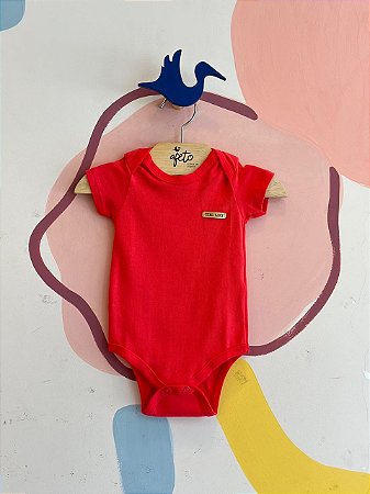 Body manga curta menino Ale Kids Liso Vermelho