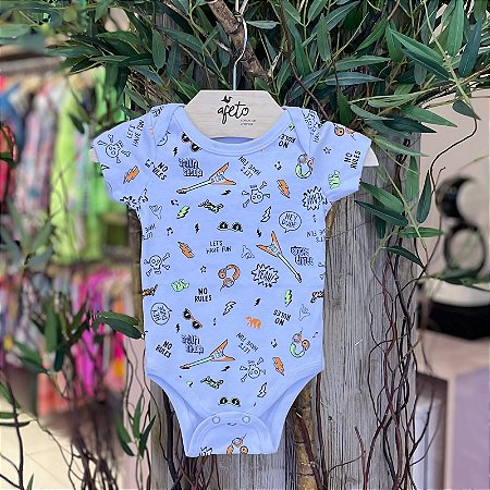 Body Manga Curta Bebe Biogas Masc Rock Branco