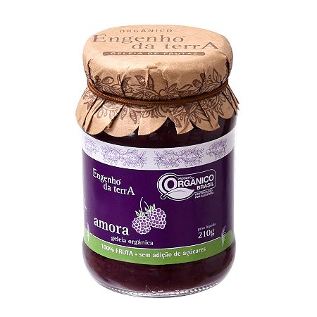 Geleia de amora sem adição de açúcares 100% fruta orgânica 180g