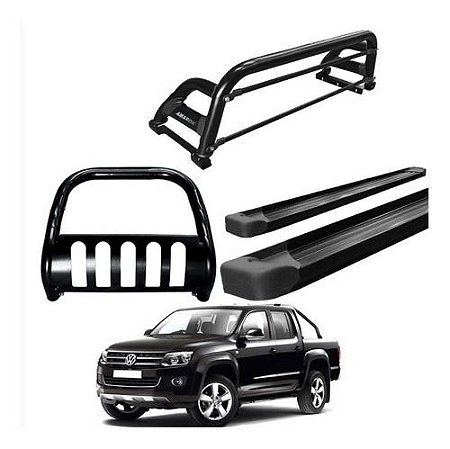 Kit Quebra Mato|estribo Pl/santo Antônio H2/amarok Cd Preto