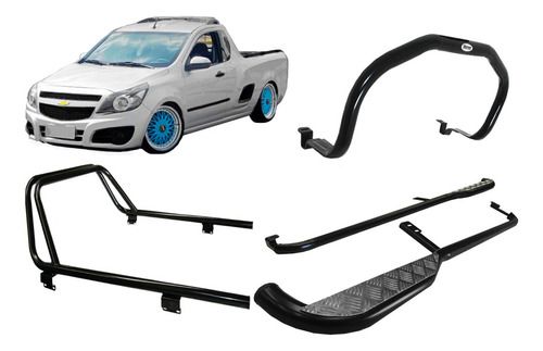 Kit Quebra Mato_estribo_santo Antonio Pick-up Montana Preto
