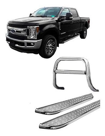 Kit Quebra Mato C/chapa+estribo Chapa Cromado F-250