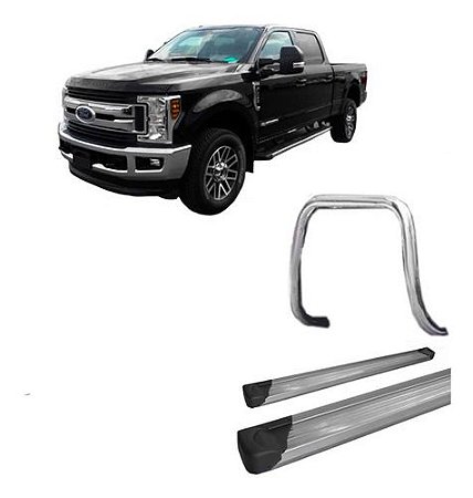 Kit Quebra Mato S/barra+estribo Plat Aluminio Prata F-250