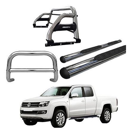 Kit Quebra Mato/estribo Oval/santo Anth2 Amarok Cd Cromado