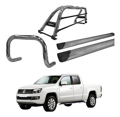Kit Quebra Mato[estribo Plataf]santo Duplo Amarok Cd Cromado
