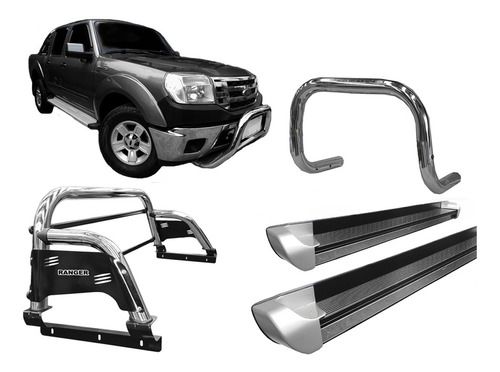 Kit Quebra Mat|estribo Pe|sant Antonio H3 Ranger 97/12 Cromo