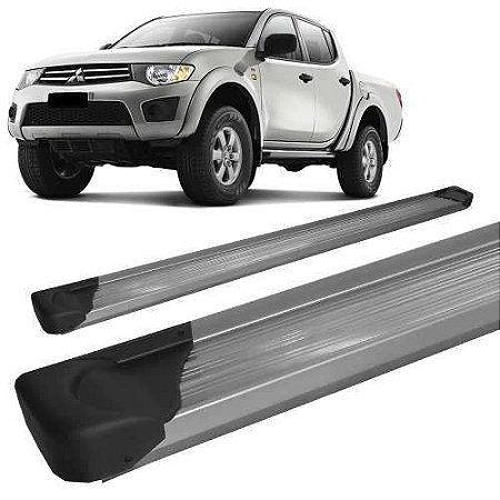 Estribo Alumínio L200 Triton 2007 A 2016 Cabine Dupla Prata