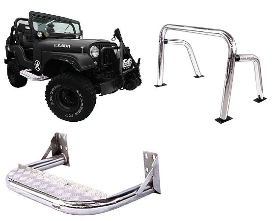 Kit Santo Antonio Quebra Mato Cromado Jeep Willys 1950/20004