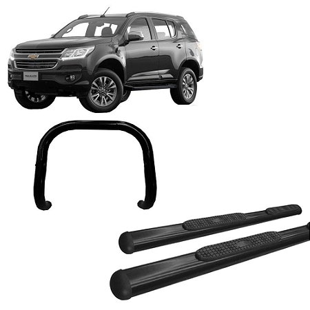 Kit Quebra Mato S/Barra Estribo Oval TrailBlazer Preto