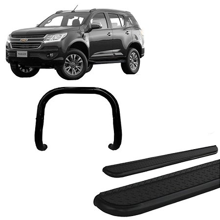 Kit Quebra Mato S/Barra Estribo Chapa TrailBlazer Preto
