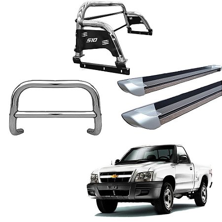 Kit Quebra Mato Santo Antônio H3 Estribo Personalizado S10 94/2011 Cromado