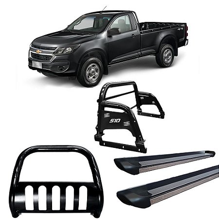Kit Quebra Mato Santo Antônio H3 Estribo Personalizado S-10 12/20 CS Preto