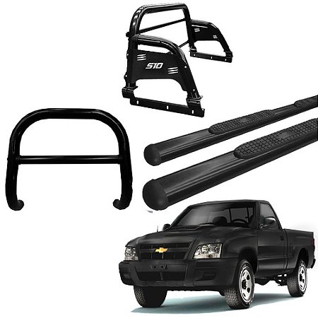 Kit Quebra Mato Santo Antônio H3 Estribo Oval S-10 94/2011 Preto
