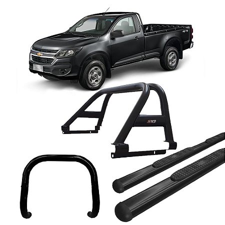 Kit Quebra Mato Santo Antônio H3 Estribo Oval S-10 12/20 CS Preto