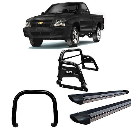 Kit Quebra Mato Santo Antônio H2 Estribo Plataforma S10 94/2011 Preto C/Simples