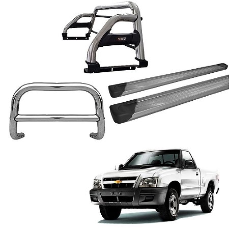 Kit Quebra Mato Santo Antônio H2 Estribo Plataforma S-10 94/2011 Cromado