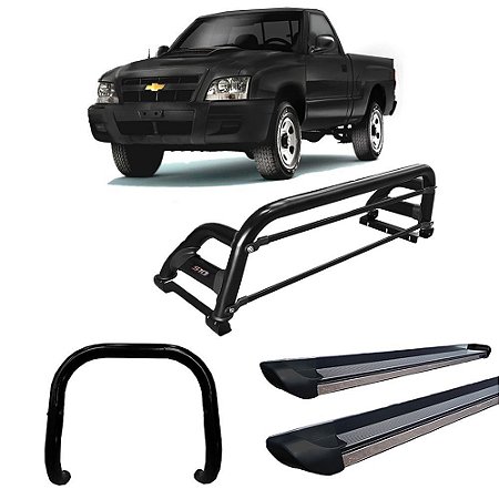 Kit Quebra Mato Santo Antônio H2 Estribo Personalizado S-10 94/2011 Preto C/Simples