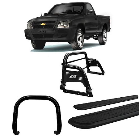 Kit Quebra Mato Santo Antônio H2 Estribo Oval S-10 94/2011 Preto