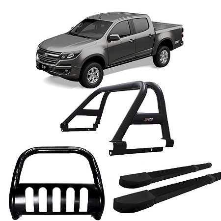 Kit Quebra Mato Santo Antônio Estribo Quadrado S10 12/2020 C/Dupla Preto