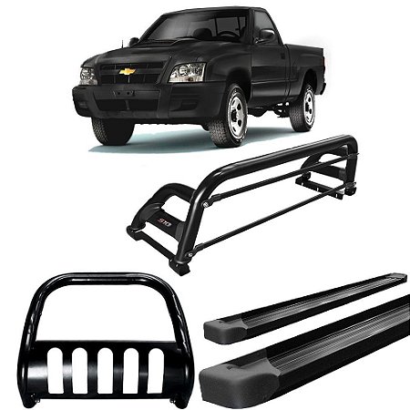Kit Quebra Mato Santo Antônio Estribo Plataforma S10 94/2011 Preto