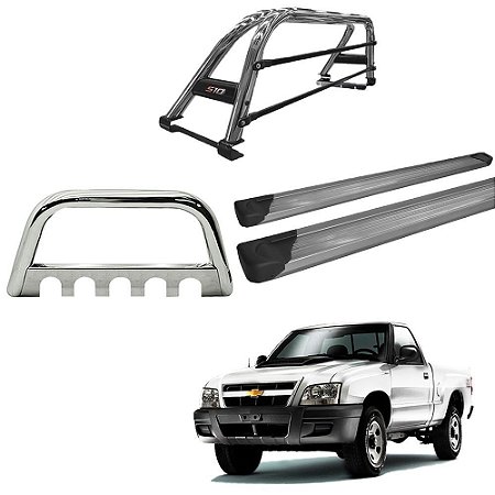 Kit Quebra Mato Santo Antônio Estribo Plataforma S10 94/2011 Cromado