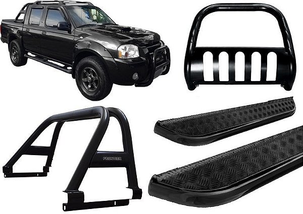 Kit Quebra Mato Santo Antônio Estribo Frontier Até 2007 Preto